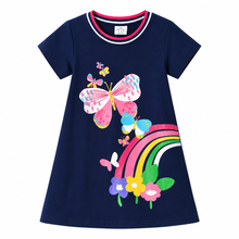 Cargar imagen en el visor de la galería, Vestido Vikita de algodón Mariposa Azul Marino - 81008
