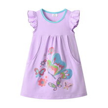 Cargar imagen en el visor de la galería, Vestido Vikita de algodón Mariposa Morado - 81008

