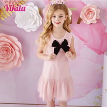 Cargar imagen en el visor de la galería, Vestido Vikita Rosado sin mangas con Lazo vino - 81012
