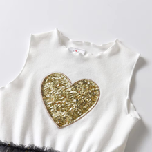 Cargar imagen en el visor de la galería, Vestido Vikita Top Blanco sin mangas corazón dorado - 81014
