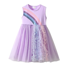 Cargar imagen en el visor de la galería, Vestido Vikita Top Arcoíris sin mangas Falda Tul Morada - 81016
