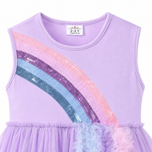 Cargar imagen en el visor de la galería, Vestido Vikita Top Arcoíris sin mangas Falda Tul Morada - 81016
