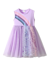 Cargar imagen en el visor de la galería, Vestido Vikita Top Arcoíris sin mangas Falda Tul Morada - 81016
