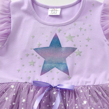 Cargar imagen en el visor de la galería, Vestido Vikita Top Estrella Morada manga corta Falda Tul Morada - 81018
