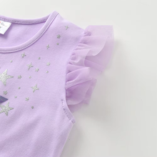 Cargar imagen en el visor de la galería, Vestido Vikita Top Estrella Morada manga corta Falda Tul Morada - 81018
