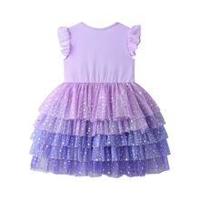 Cargar imagen en el visor de la galería, Vestido Vikita Top Estrella Morada manga corta Falda Tul Morada - 81018
