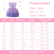 Cargar imagen en el visor de la galería, Vestido Vikita Top Estrella Morada manga corta Falda Tul Morada - 81018
