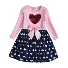 Cargar imagen en el visor de la galería, Vestido Vikita Top Corazon Lentejuelas manga larga Falda puntos - 81022
