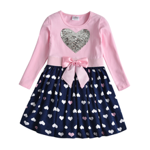 Cargar imagen en el visor de la galería, Vestido Vikita Top Corazon Lentejuelas manga larga Falda puntos - 81022
