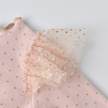 Cargar imagen en el visor de la galería, Vestido Vikita Top puntos dorados  manga larga Falda tul rosada - 81024
