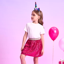 Cargar imagen en el visor de la galería, Falda Vikita Lentejuelas Fucsia - 81003
