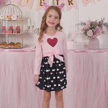 Cargar y reproducir el video en el visor de la galería, Vestido Vikita Top Corazon Lentejuelas manga larga Falda puntos - 81022

